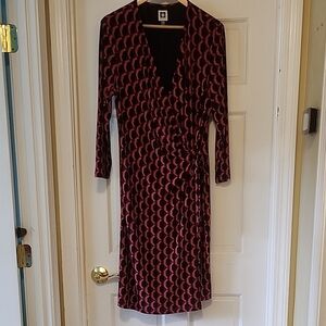 Anne Klein Long Sleeve Pink and Black Dress